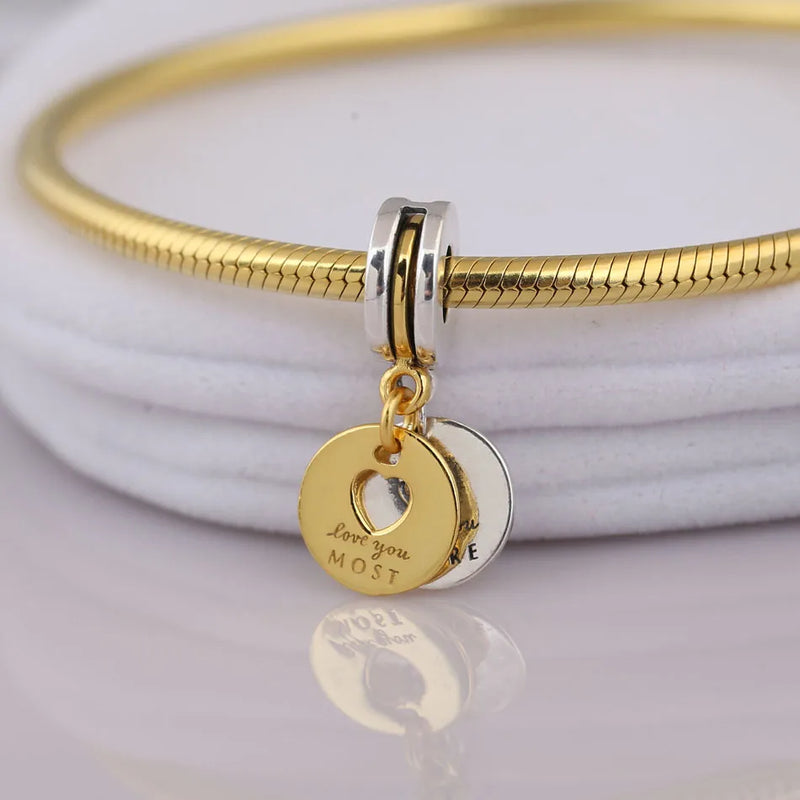 S925 Silver Love Heart CZ Bead Charm for Women Bracelet Bangle