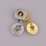 S925 Silver Love Heart CZ Bead Charm for Women Bracelet Bangle