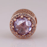 S925 Silver Bead Charm Radiant Hearts Blush Pink Crystal & Clear CZ