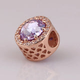 S925 Silver Bead Charm Radiant Hearts Blush Pink Crystal & Clear CZ