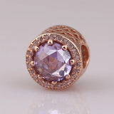 S925 Silver Bead Charm Radiant Hearts Blush Pink Crystal & Clear CZ