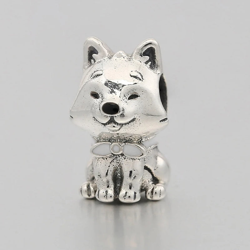 S925 Silver Dog Charm for Bracelet Bangle DIY Jewelry