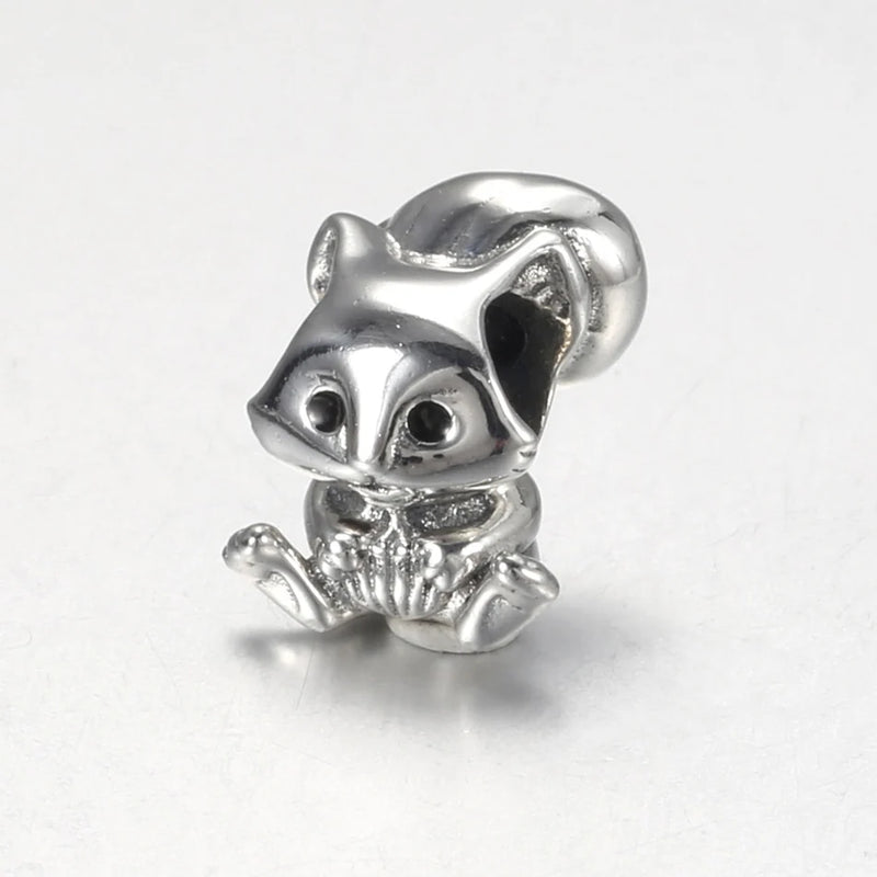 S925 Silver Bead Squirrel Charm for Bracelet Bangle, Birthday Gift