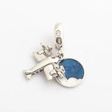 S925 Silver Bead Enamel Airplane Crystal Charm Bracelet