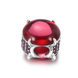 S925 Silver Bead Fuchsia Rose Charm for Bracelet Bangle