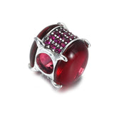 S925 Silver Bead Fuchsia Rose Charm for Bracelet Bangle