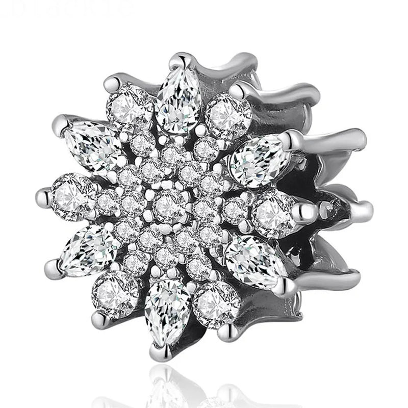 S925 Silver Bead DIY Jewelry Ice Charm for Lady Bracelet Bangle with Clear CZ
