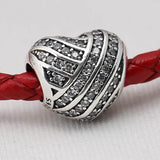 S925 Love Lines Charm Bracelet Bangle Clear CZ Girl Gift