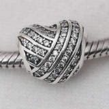 S925 Love Lines Charm Bracelet Bangle Clear CZ Girl Gift