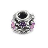 S925 Silver Purple Daisies Charm for Bracelet Bangle