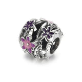 S925 Silver Purple Daisies Charm for Bracelet Bangle