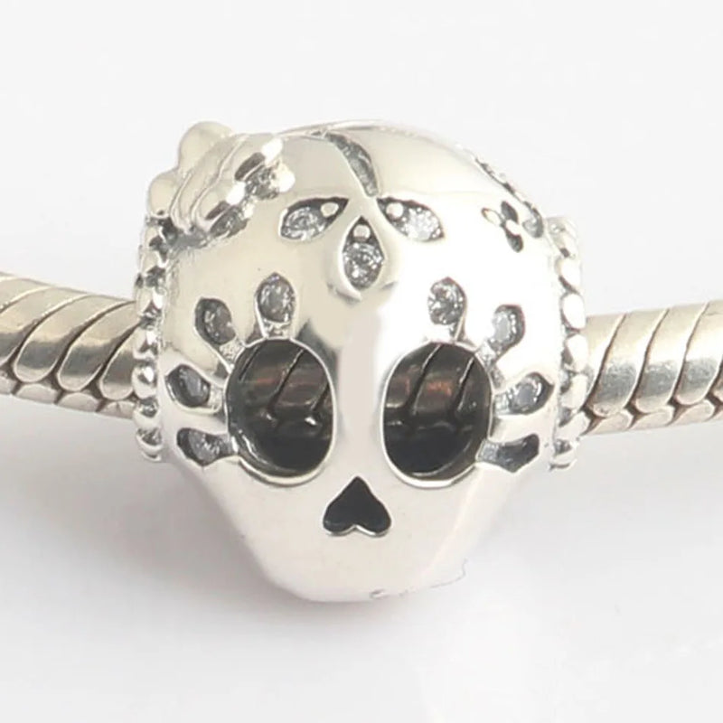 S925 Silver Skull Charm for Lady Bracelet
