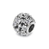 S925 Silver Bead Sparkling Round Pave CZ Charm for Bracelet Bangle