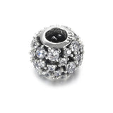 S925 Silver Bead Sparkling Round Pave CZ Charm for Bracelet Bangle