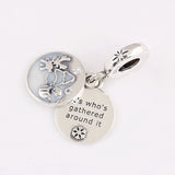 S925 Silver Enamel Christmas Pendant Charm with Crystal