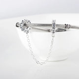 S925 Silver Bead Women Bracelet Bangle Clear Charm DIY Jewelry