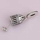 S925 Silver Bird Crystal Pendant Charm for Women Bracelet Bangle