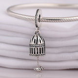 S925 Silver Bird Crystal Pendant Charm for Women Bracelet Bangle