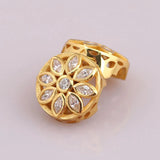 S925 Silver Bead Golden Opulent Flower With Crystal Clip Stopper Charm