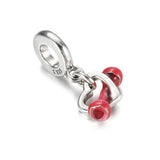 S925 Silver Heart Dumbbell Pendant Charm for Women Bracelet DIY