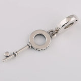 S925 Silver Heart Key Pendant Charm for Women Bracelet Bangle DIY Jewelry