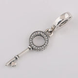 S925 Silver Heart Key Pendant Charm for Women Bracelet Bangle DIY Jewelry