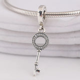 S925 Silver Heart Key Pendant Charm for Women Bracelet Bangle DIY Jewelry