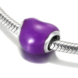 S925 Silver Metallic Purple Heart Charm for Bracelet Bangle