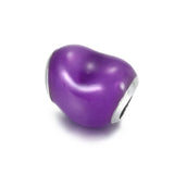 S925 Silver Metallic Purple Heart Charm for Bracelet Bangle