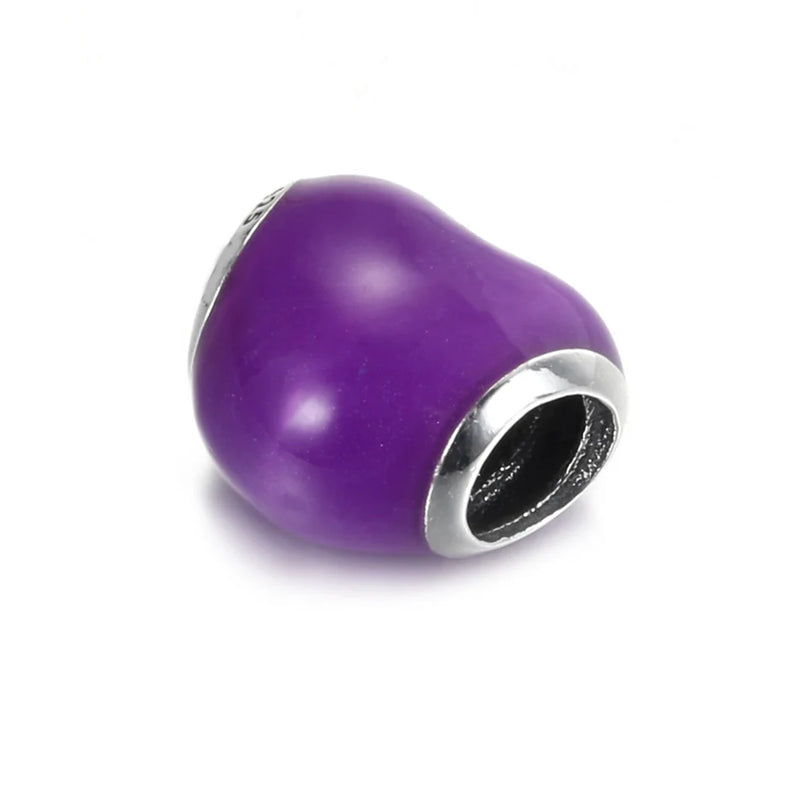 S925 Silver Metallic Purple Heart Charm for Bracelet Bangle