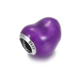 S925 Silver Metallic Purple Heart Charm for Bracelet Bangle