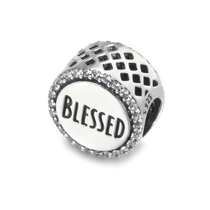 S925 Silver Bead Openwork Charm Bracelet Bangle