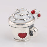 S925 Silver Red Enamel Cocoa Charm for Bracelet Bangle