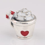 S925 Silver Red Enamel Cocoa Charm for Bracelet Bangle