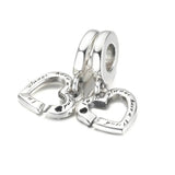 S925 Silver Bead Sister Heart Pendant Charm for Bracelet Bangle
