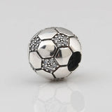 S925 Silver Soccer Football Charm Bead for Women Bracelet Bangle