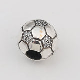 S925 Silver Soccer Football Charm Bead for Women Bracelet Bangle