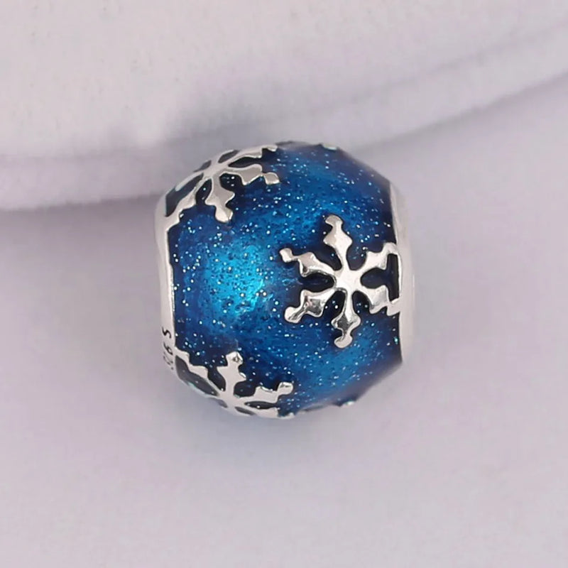 S925 Silver Bead Wintry Delight Charm Midnight Enamel Beads
