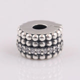 S925 Silver Beaded Brilliance Crystal Clip Stopper Charm