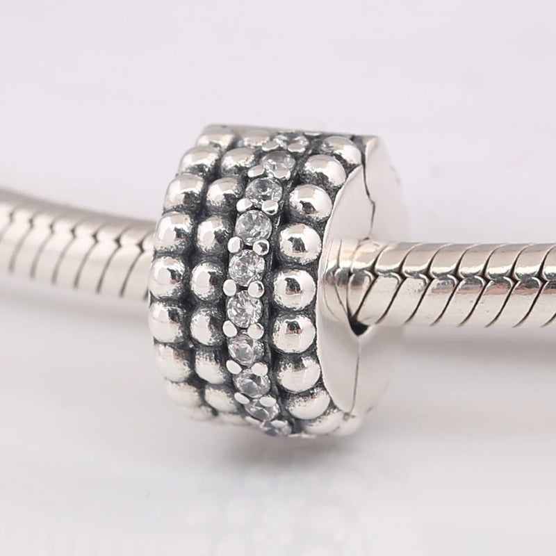 S925 Silver Beaded Brilliance Crystal Clip Stopper Charm