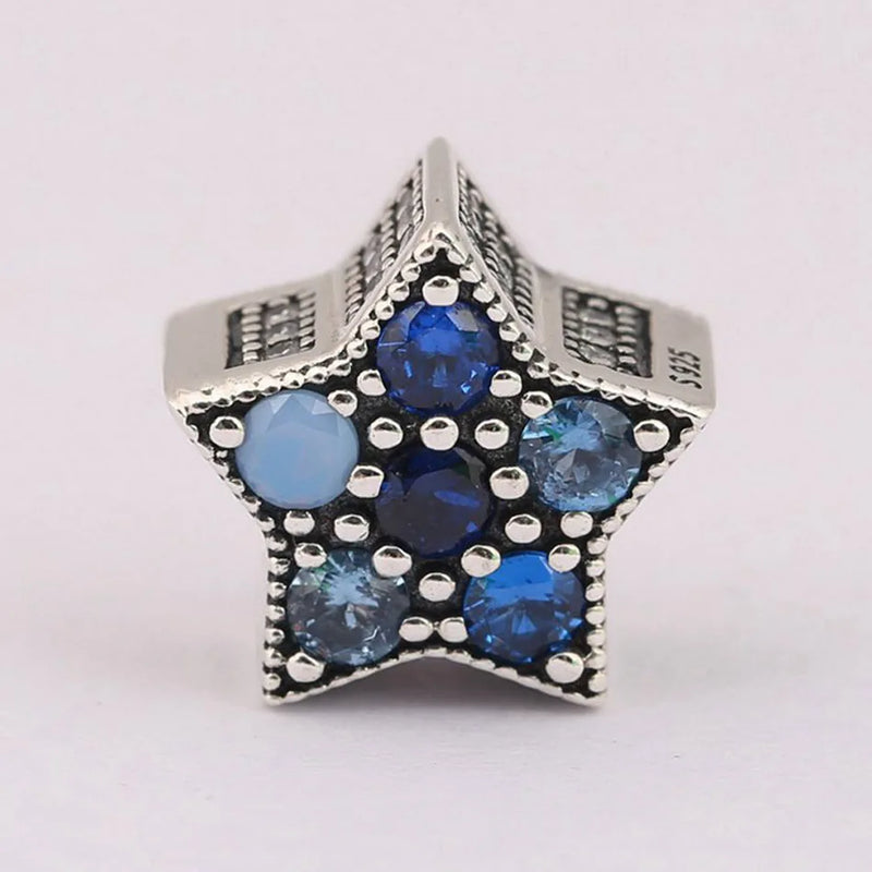 S925 Silver Beads Bright Star Charm Multi-Colored Crystals Bracelet
