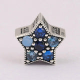 S925 Silver Beads Bright Star Charm Multi-Colored Crystals Bracelet