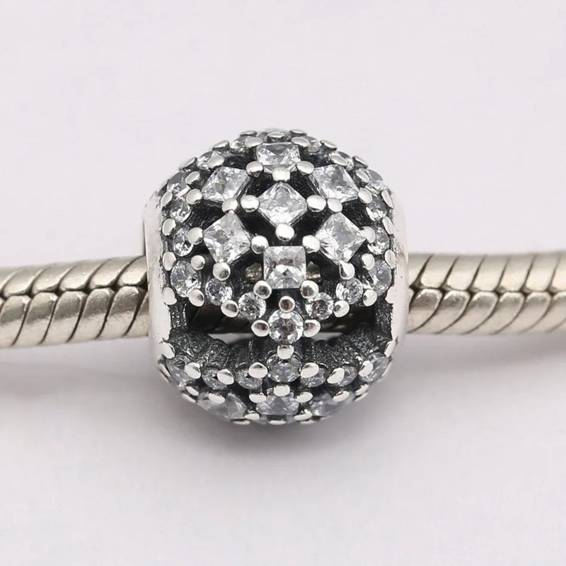 S925 Silver Snow Flurry Charm Clear CZ Bracelet Bangles