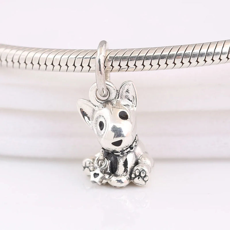 S925 Silver Bull Terrier Puppy Pendant Charm