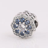S925 Silver Sparkling Flower Crystal Bead Charm for Bracelet