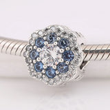 S925 Silver Sparkling Flower Crystal Bead Charm for Bracelet
