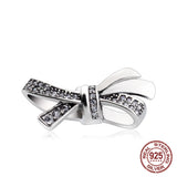 S925 Silver Bow Beads & Color CZ Peach Heart Bracelet