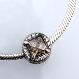 S925 Silver Bow Beads & Color CZ Peach Heart Bracelet