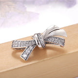 S925 Silver Bow Bead Charm for Lady Bracelet Bangle DIY Jewelry