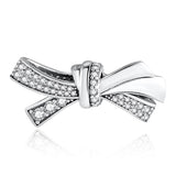 S925 Silver Bow Bead Charm for Lady Bracelet Bangle DIY Jewelry